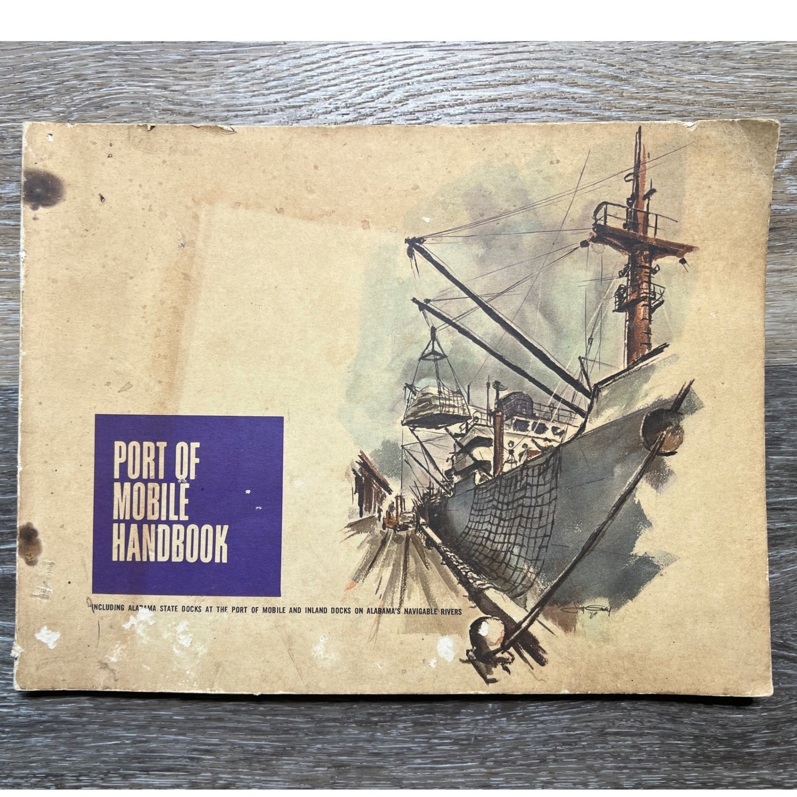 Vintage Port of Mobile Handbook Alabama State Docks Tan Nautical History Book