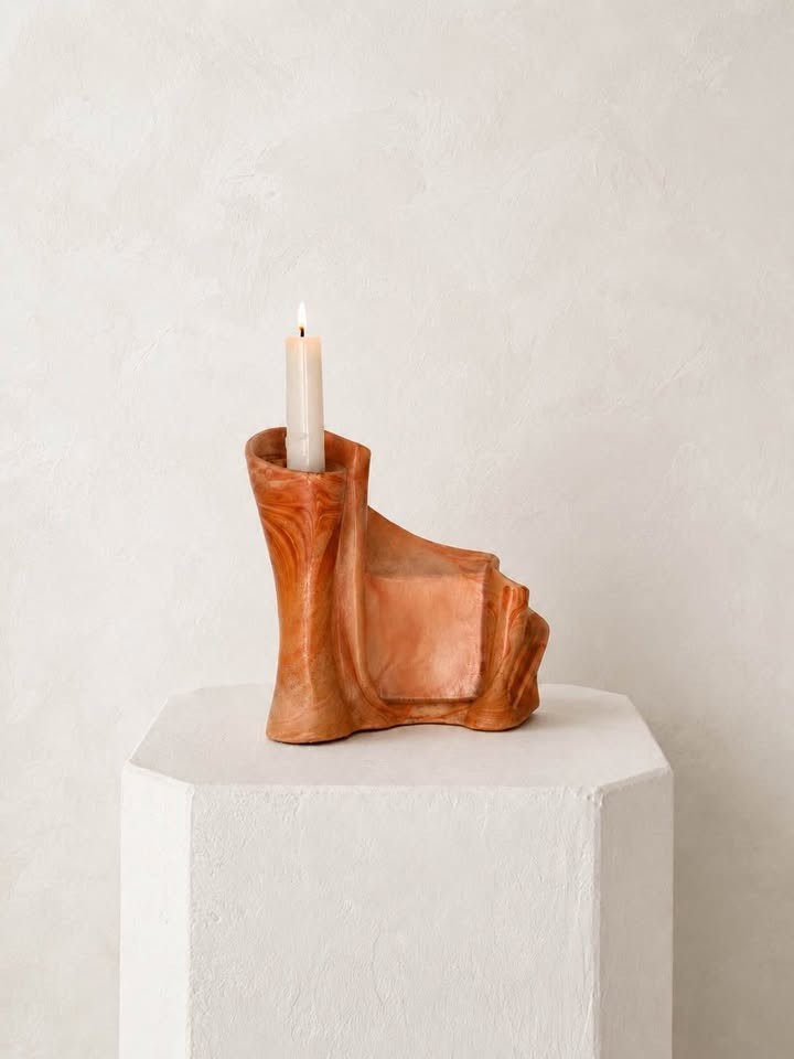 Vintage Curved Handmade Candle Holder