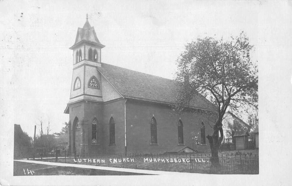 Murphysboro Illinois Luthern Church Real Photo Vintage Postcard AA13953