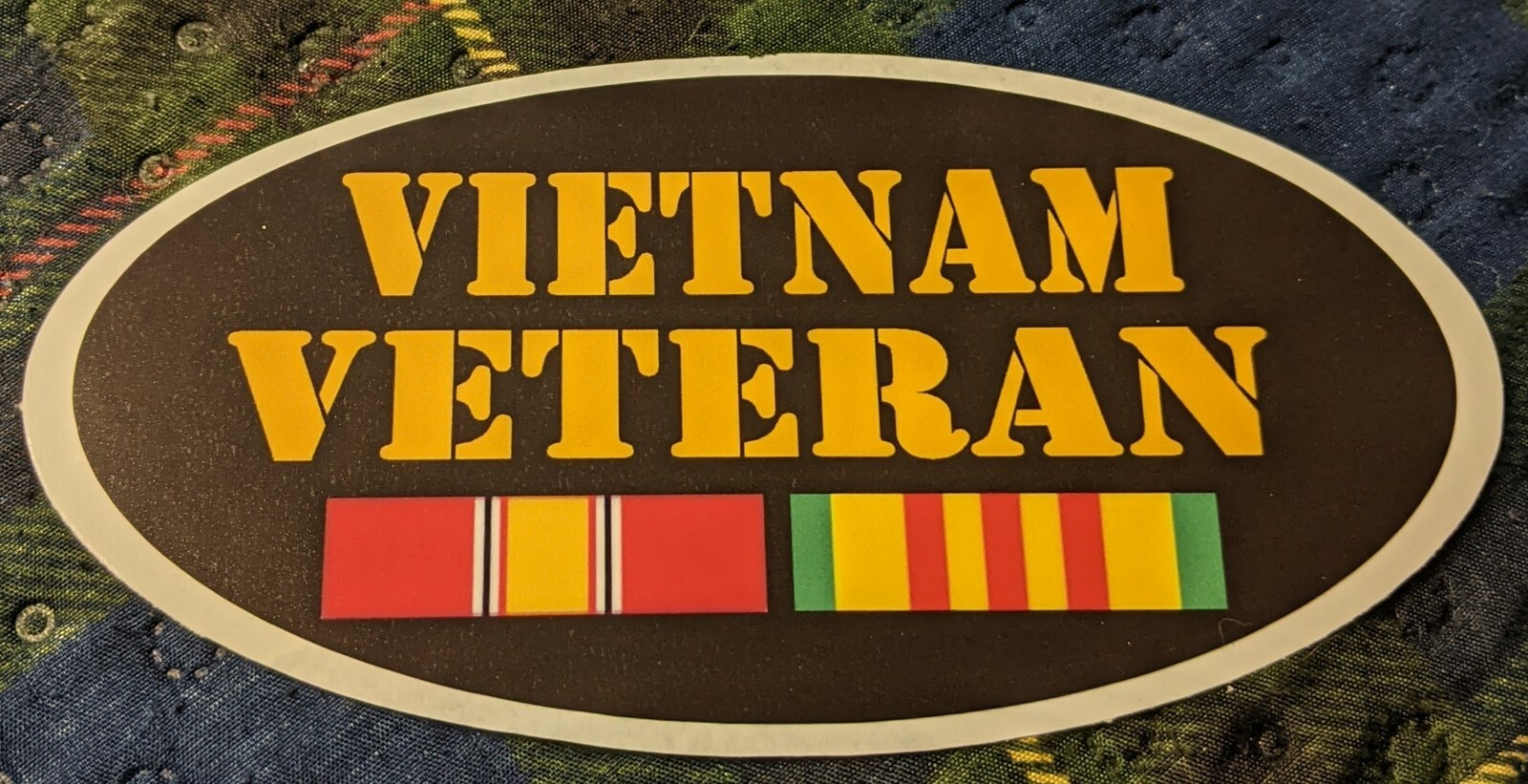 Vietnam Veteran with Ribbons Vietnam Vet 3 inch Vinyl Sticker