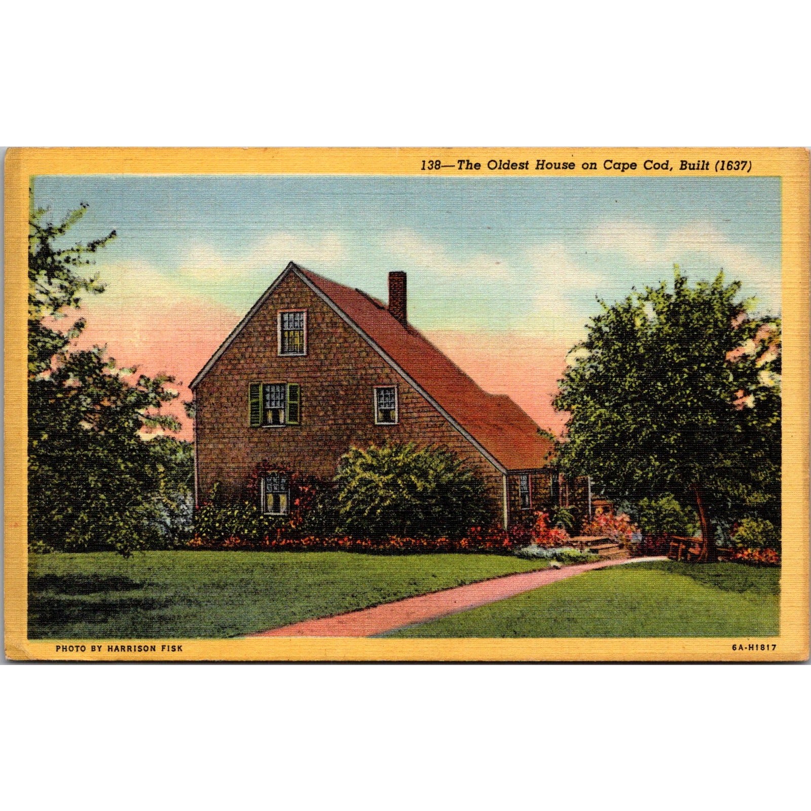 The Oldest House On Cape Cod Built 1637 Brewster MA Vintage Postcard SPU13