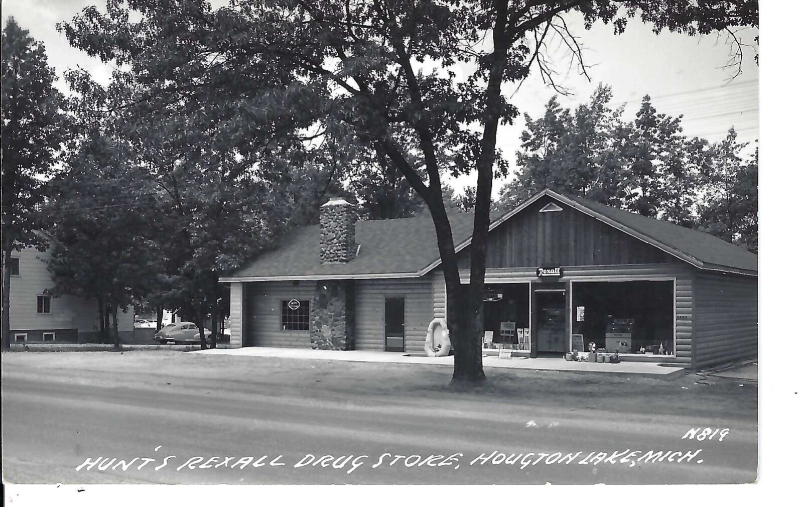 Real Photo Postcard Michigan Houghton Lake Hunt's Rexall Drug Store Ice Cream Real Photo Postcard Michigan Houghton Lake Hunt's Rexall Drug Store Ice Cream