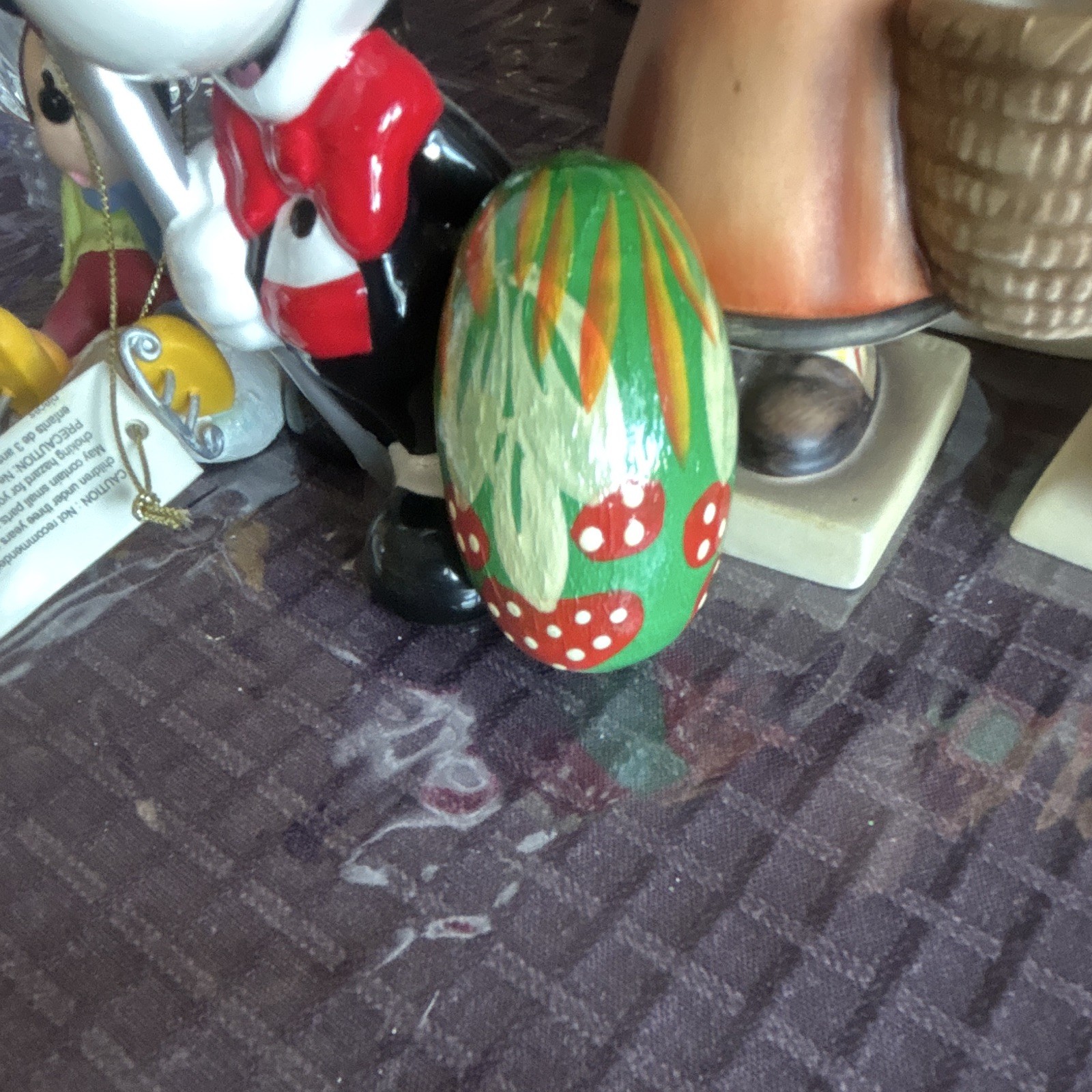 Vintage Hand Painted Wooden Egg Ornament
