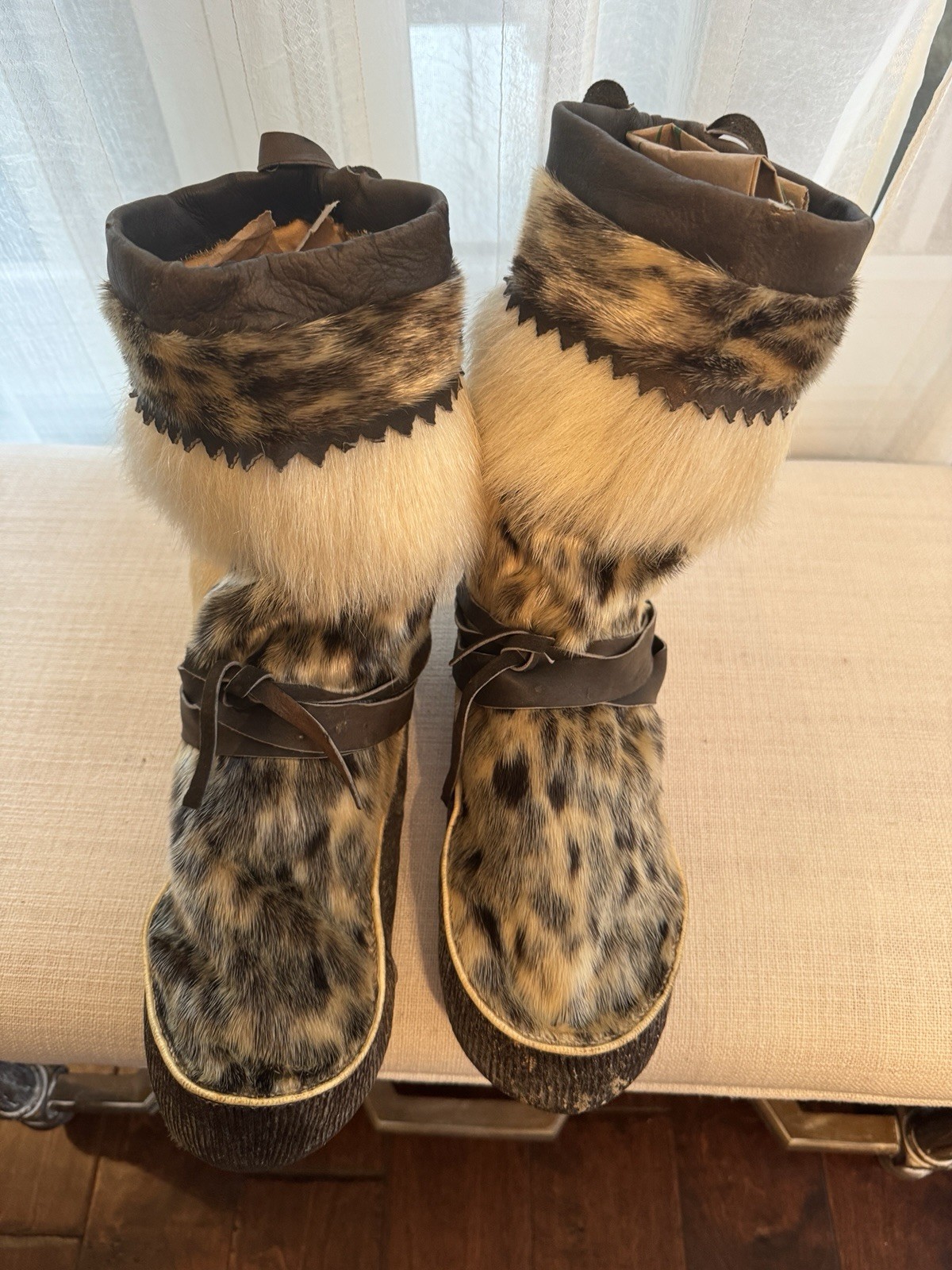Vintage Handmade Native American Mukluks Approx 11 inches