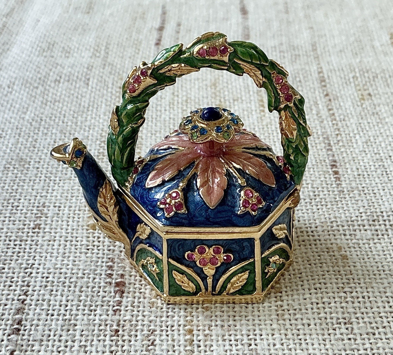 2006 Estee Lauder Jay Strongwater Garden Teapot Solid Perfume Compact No Box 2006 Estee Lauder Jay Strongwater Garden Teapot Solid Perfume Compact No Box