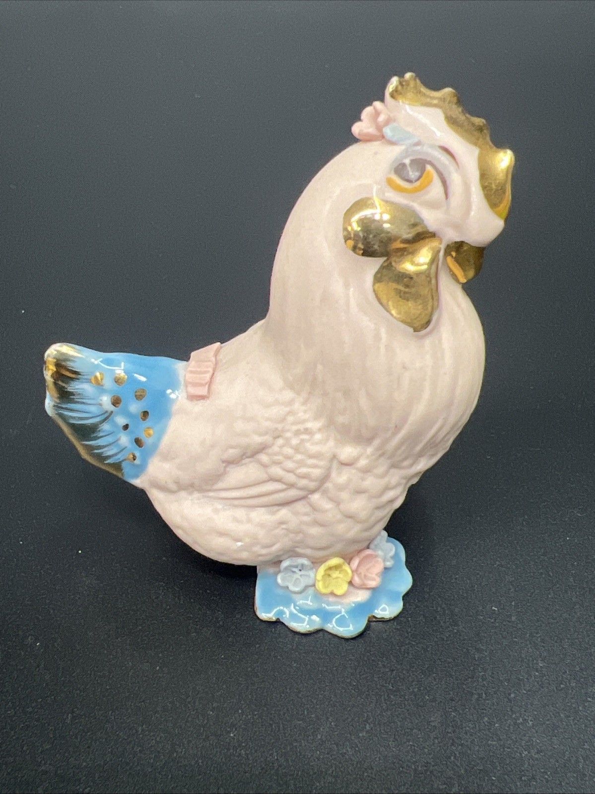 Vintage Walker Renaker Pink Bisque Chicken Hen Figurine Applied Flowers Vintage Walker Renaker Pink Bisque Chicken Hen Figurine Applied Flowers