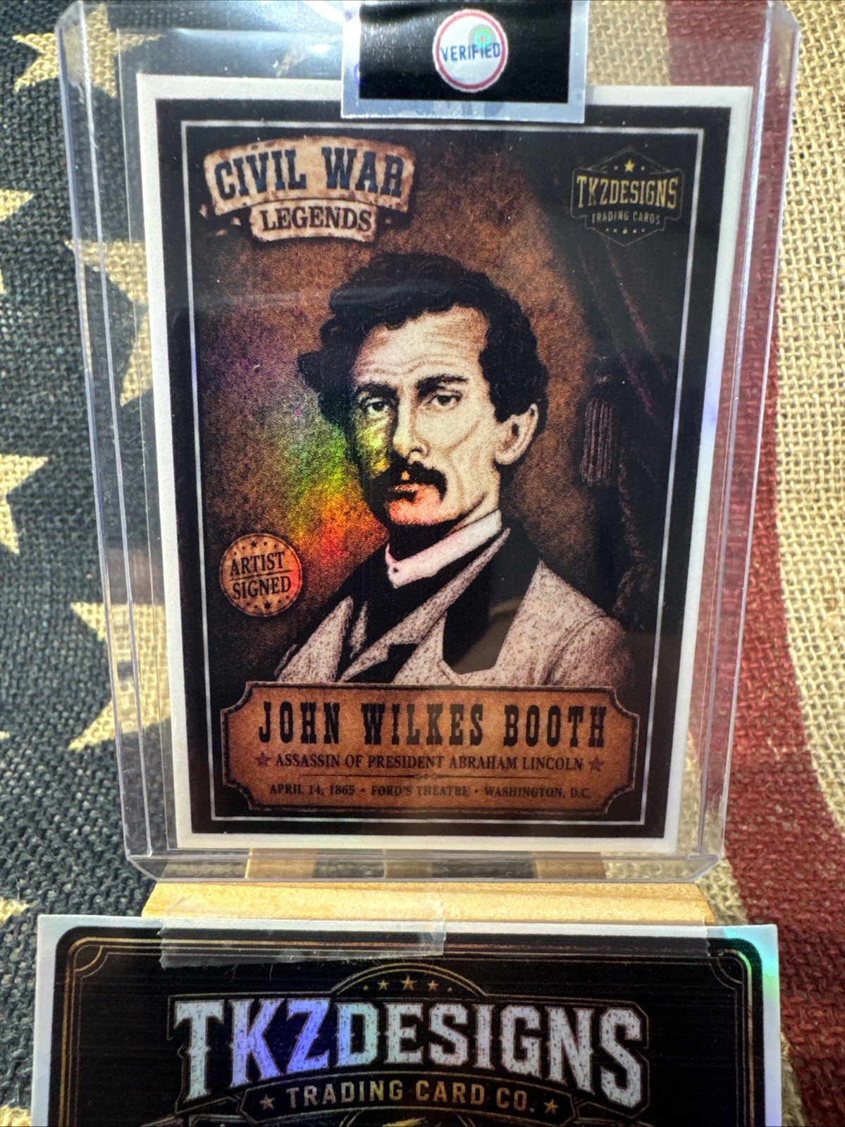 2026Tkzdesigns Civil War Legends John Wilkes Booth  Artist Signed Trading Card