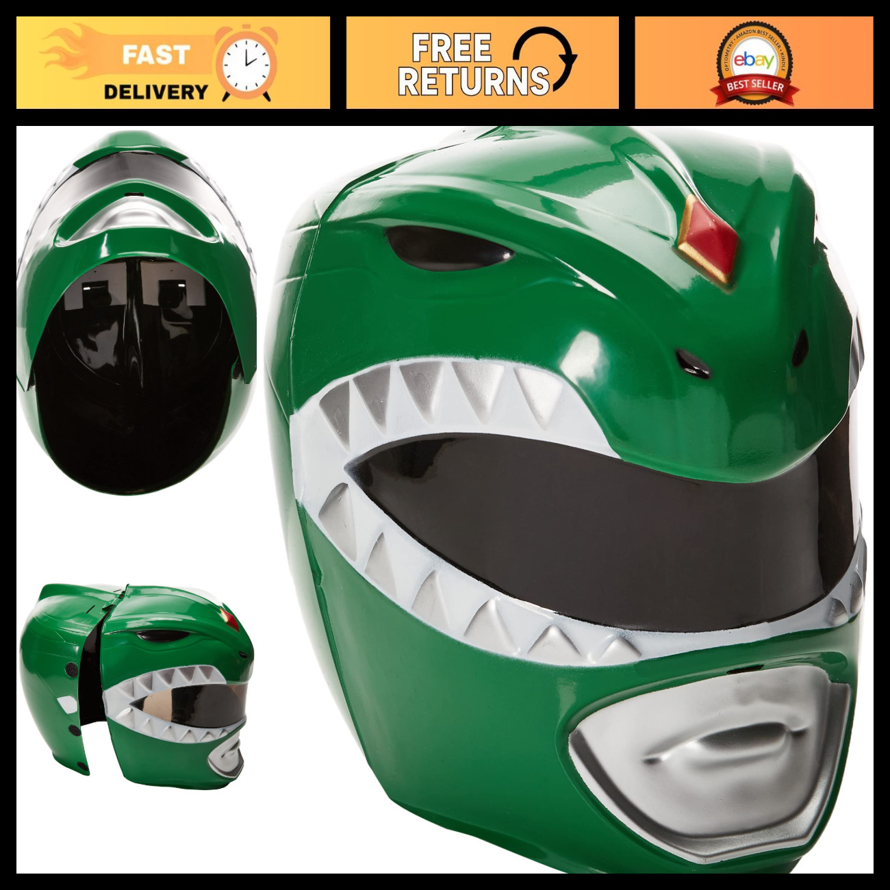 Men\'s Green Ranger Adult Helmet - Cosplay Costume Accessory, Perfect for Parties Men\'s Green Ranger Adult Helmet - Cosplay Costume Accessory, Perfect for Parties