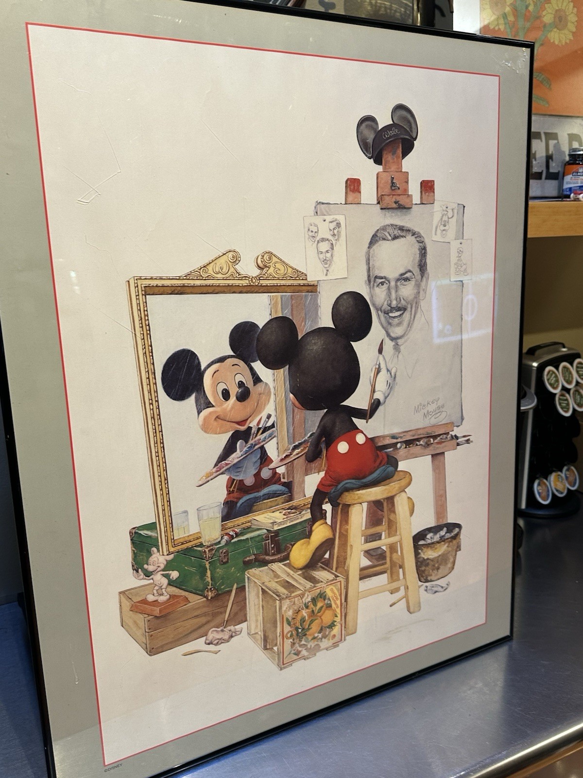 DISNEY 1989 MICKEY MOUSE PAINTING DRAWING WALT DISNEY PORTRAIT FRAMED 24 DISNEY 1989 MICKEY MOUSE PAINTING DRAWING WALT DISNEY PORTRAIT FRAMED 24