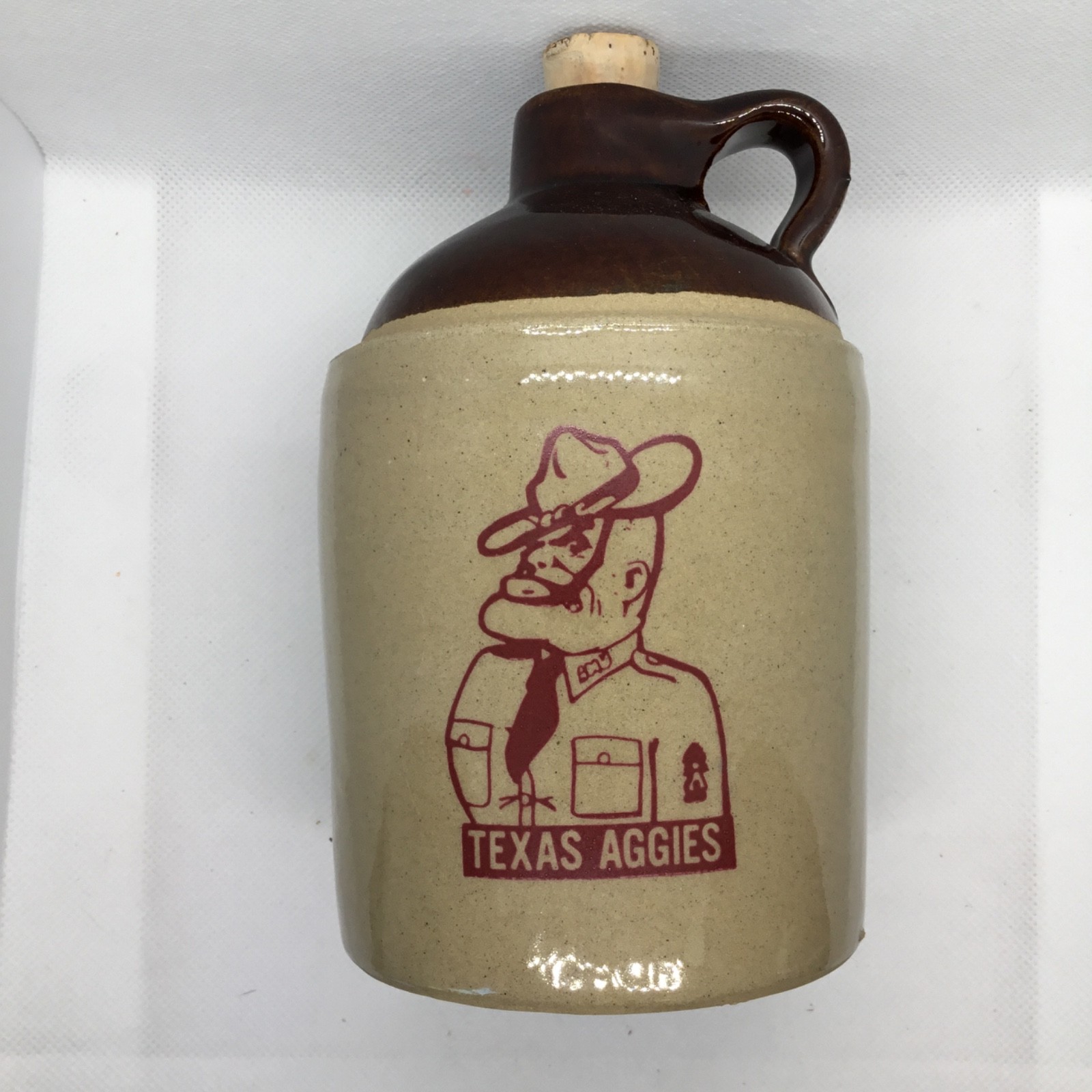 Texas A&M Aggies Ol’ Sarge Crock Whiskey Jug 6”  “Gig ‘em” Football ROTC