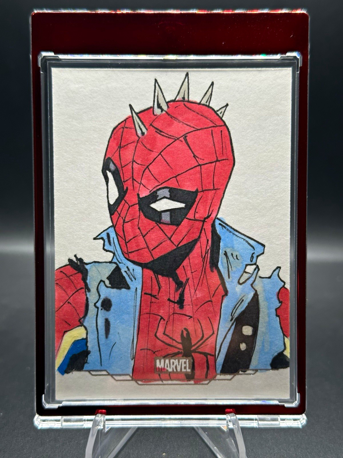 2026 Topps Chrome Marvel Spider-Punk Sketch By Benjamin Lombart