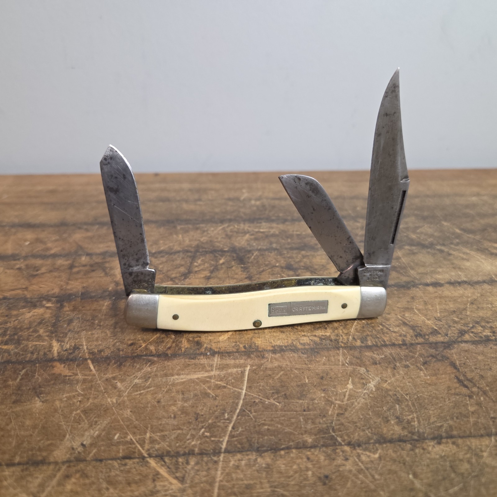Vintage Sears Craftsman USA 95044 3 Blade Stockman Pocket Knife 