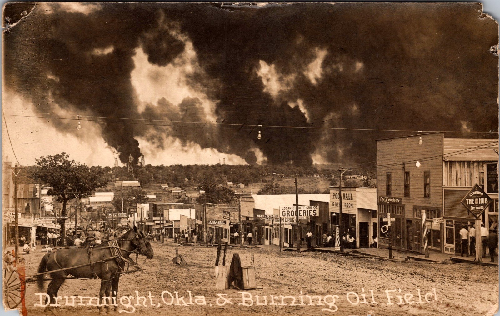 Mint Drumright OK USA RPPC Real Picture Postcard Burning Oil Field Mint Drumright OK USA RPPC Real Picture Postcard Burning Oil Field