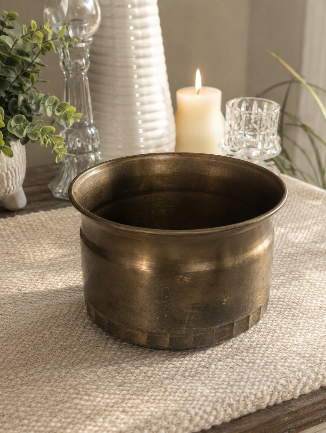 Vintage FTDA 1986 Brass Planter / Decorative Bowl – Made in Hong Kong