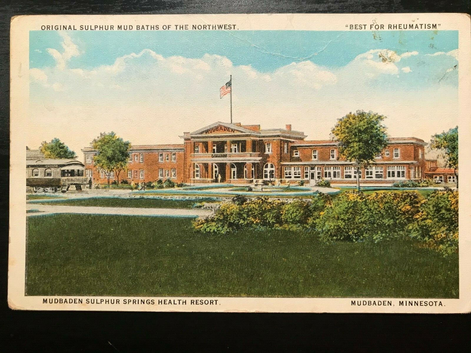 Vintage Postcard 1928 Sulphur Mud Baths Best for Rheumatism Mudbaden Minnesota