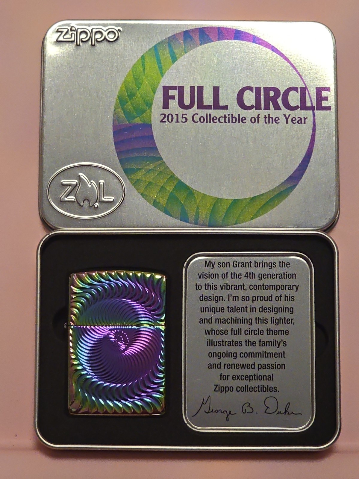 Zippo 2015 Collectible Of The Year, Full Circle, Box Zippo 2015 Collectible Of The Year, Full Circle, Box