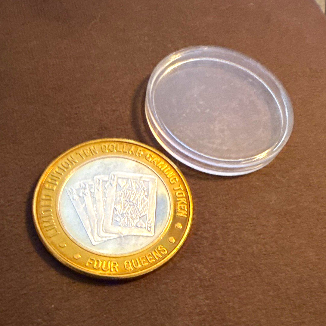 Four Queens $10 Gaming Token/Medallion .999 Fine Silver Limited Edition Case