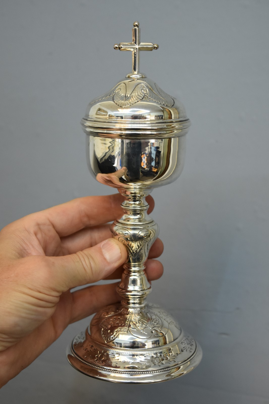 Vintage Antique French Baroque Ciborium, c.1870\'s, 9 1/4\ Vintage Antique French Baroque Ciborium, c.1870\'s, 9 1/4\