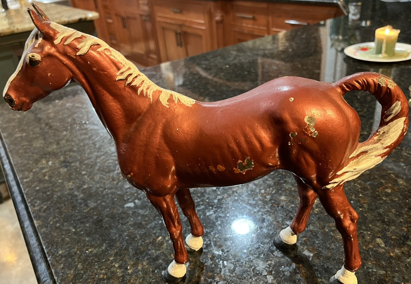 Antique Hubley Cast Iron Thoroughbred Horse Equestrian Western Doorstop 6.5lbs