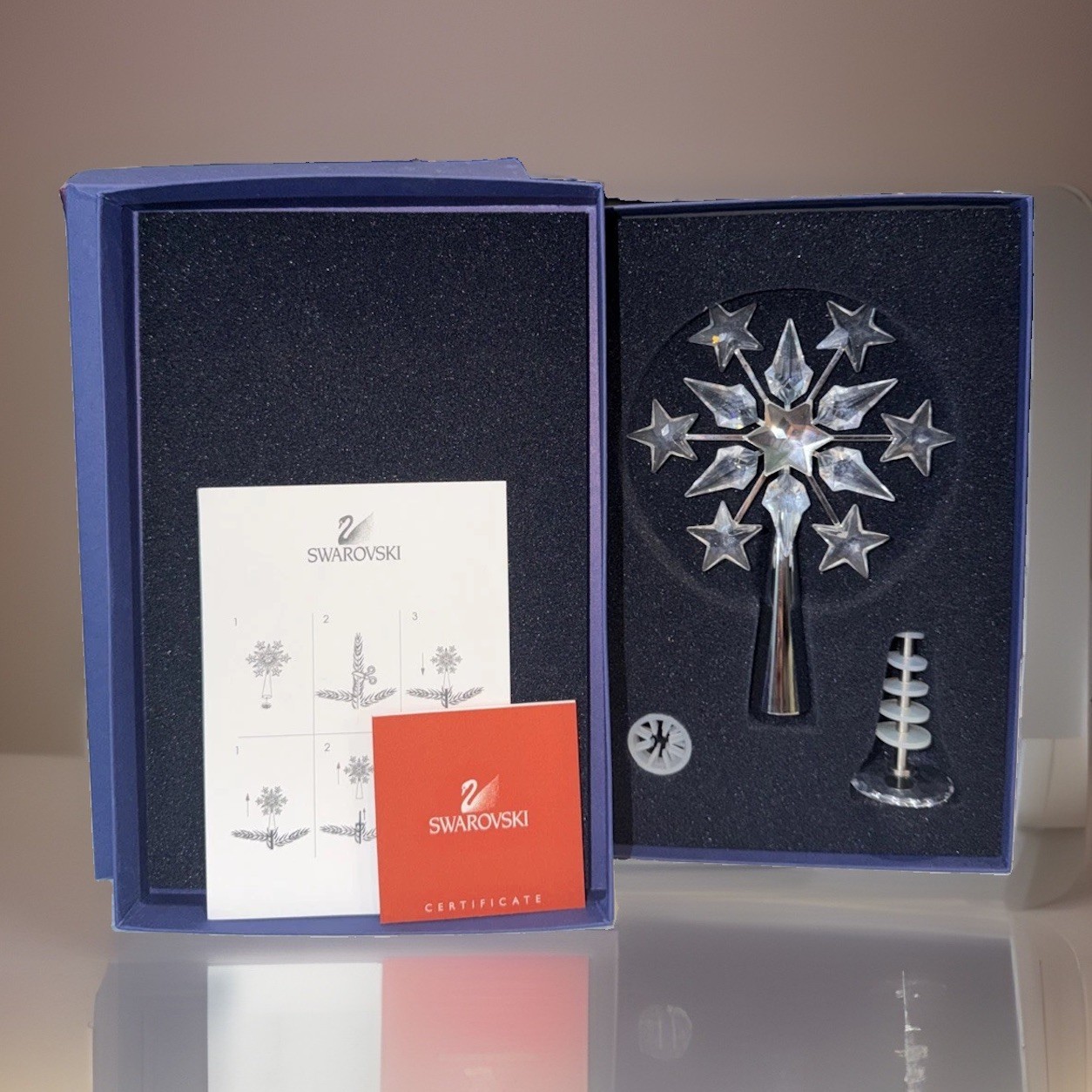 Retired 2003 Crystal Shining Star Swarovski Christmas Tree Topper #632784 Chrome Retired 2003 Crystal Shining Star Swarovski Christmas Tree Topper #632784 Chrome