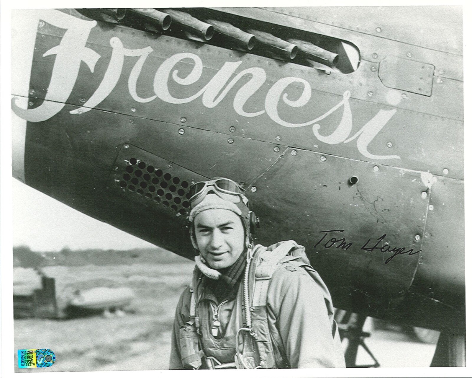 Tom Hayes Signed 8x10 Photo WWII P-51 Ace Frenesi Pose #3