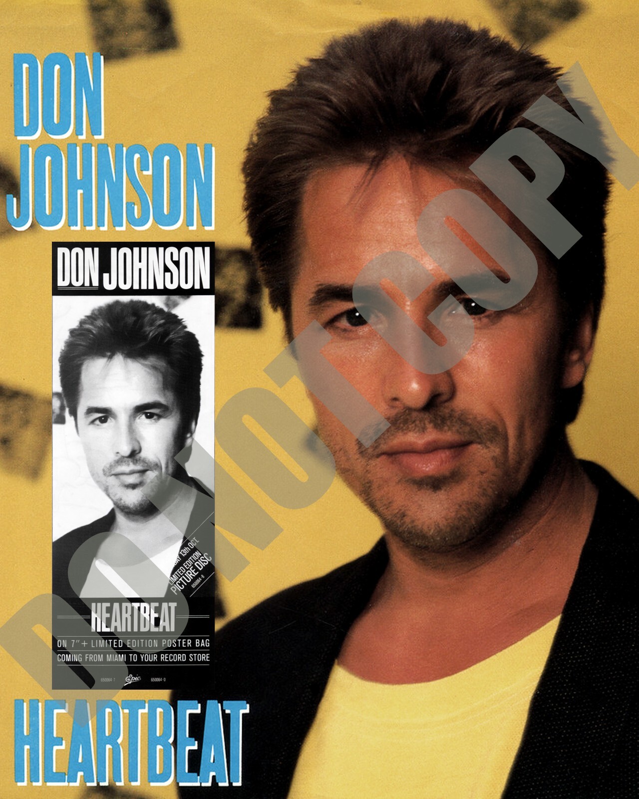 1986 Miami Vice Don Johnson Heartbeat Album Magazine Promo Ad Collage 8x10 Photo