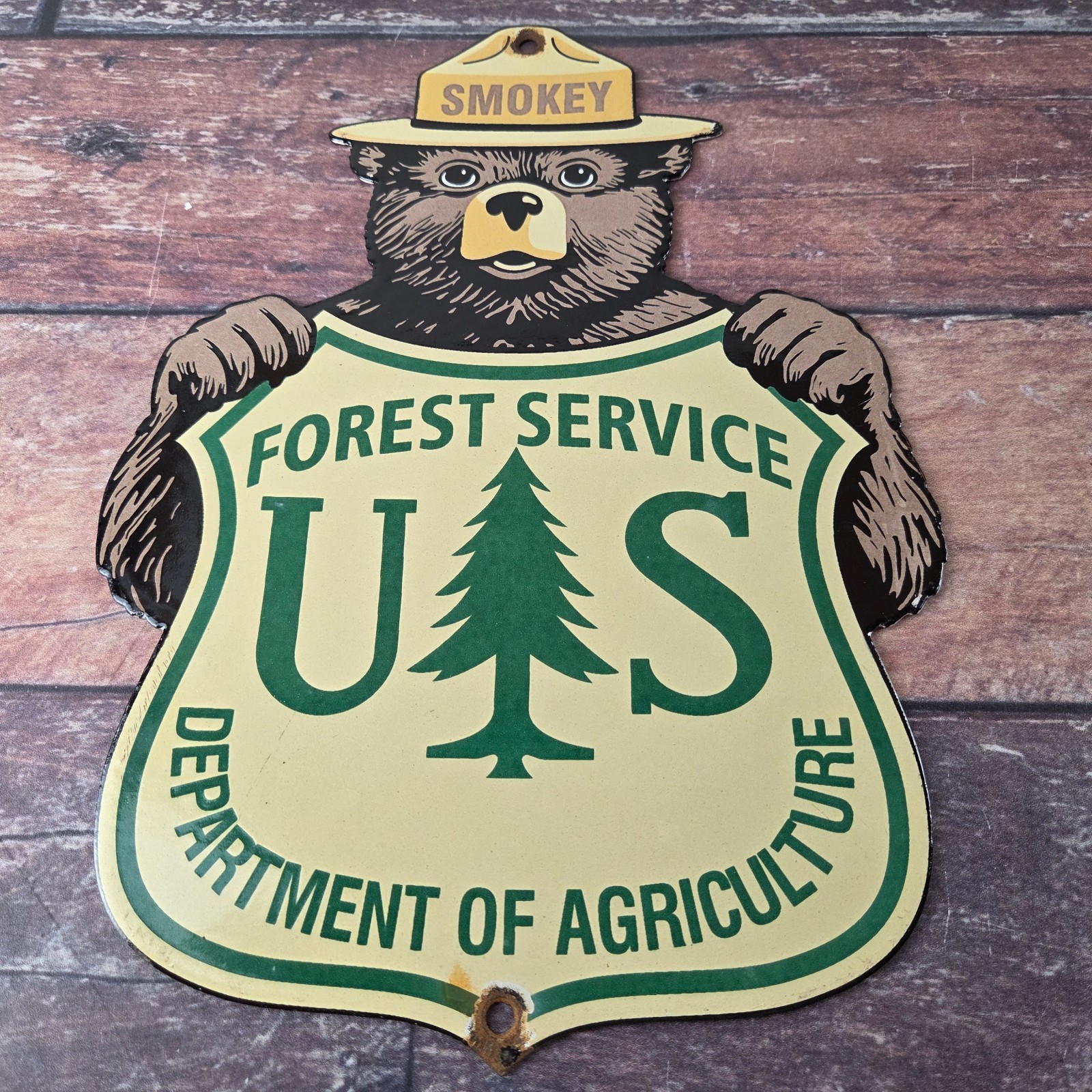 Vintage Smokey the Bear Sign - Porcelain Gas Pump Forest Service Sign Vintage Smokey the Bear Sign - Porcelain Gas Pump Forest Service Sign