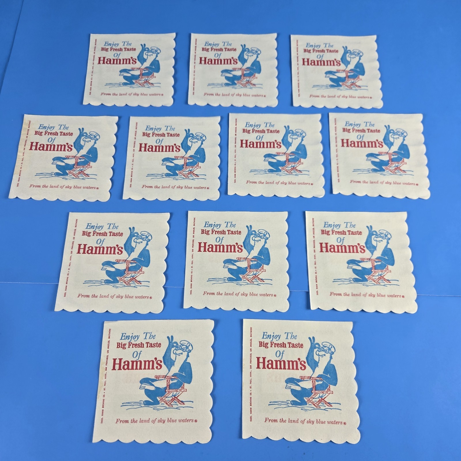 HAMM\'S ENJOY THE BIG FRESH TASTE OF HAMM\'S NAPKINS NOS LOT OF 12 NOS.