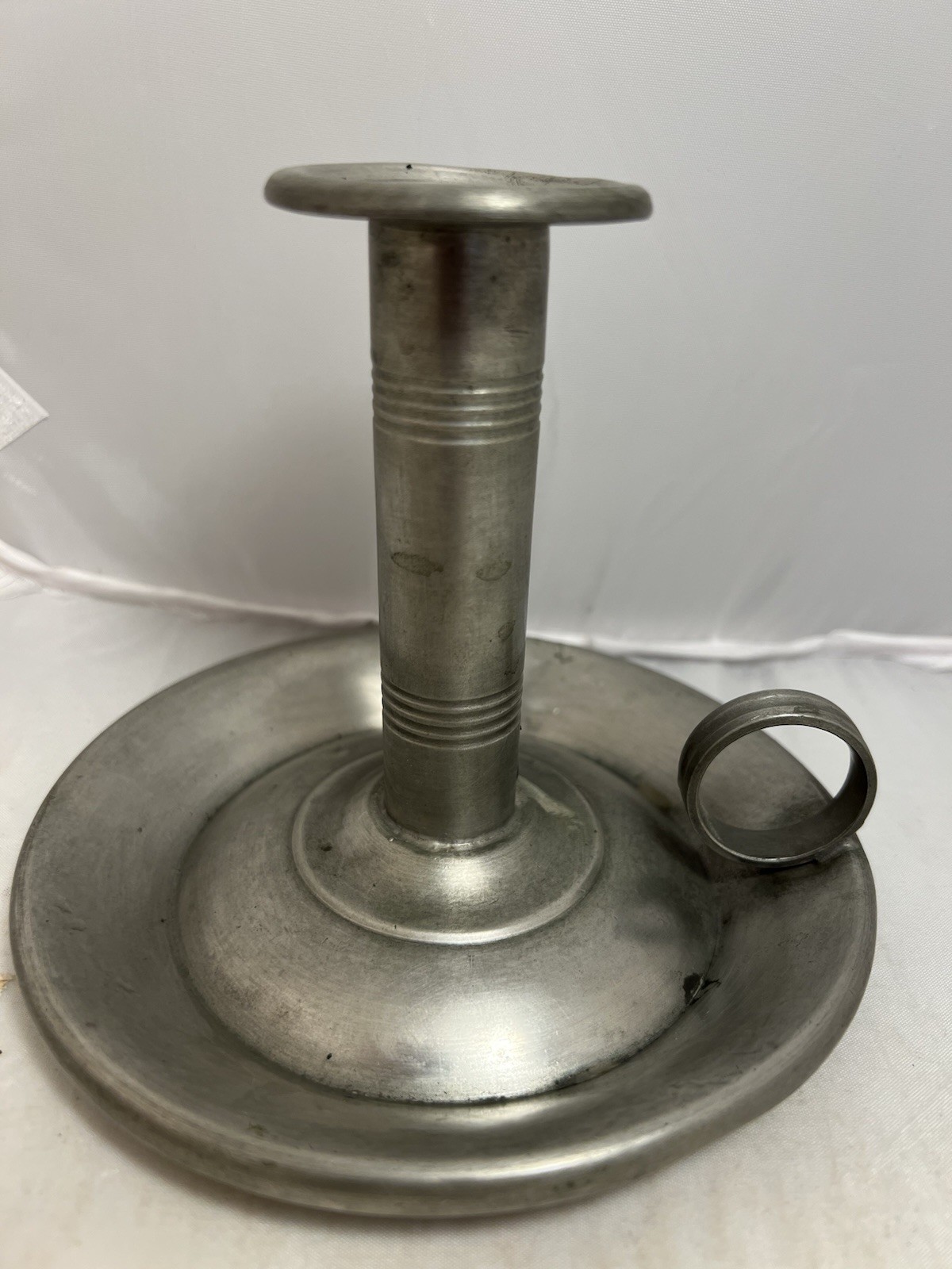 Antique Mid 19th C. Pewter Push-Up Chamber Stick  Meriden Britania Co Near Mint