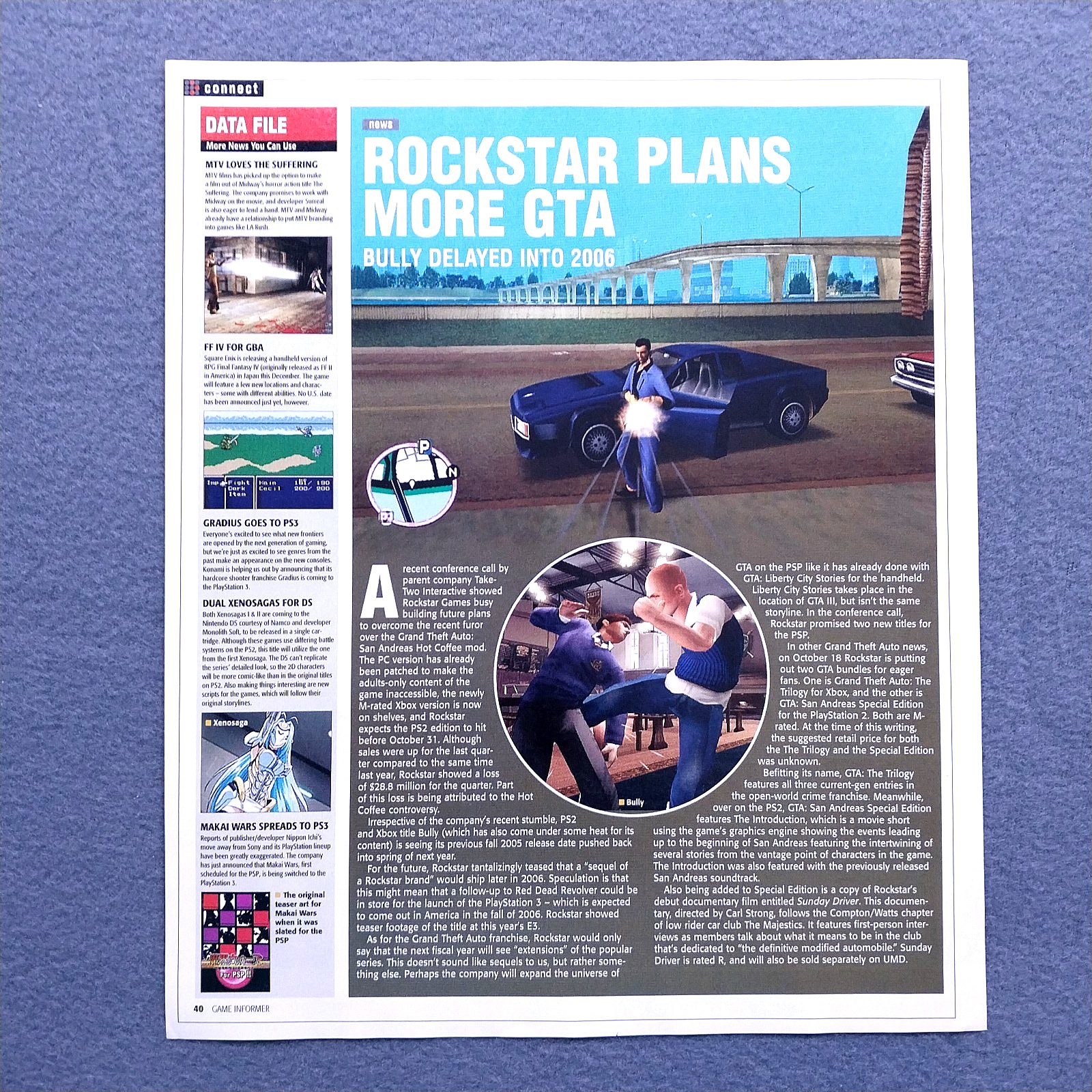 2005 Rockstar Plans More GTA Red Dead Bully Vintage Magazine Article Print Page