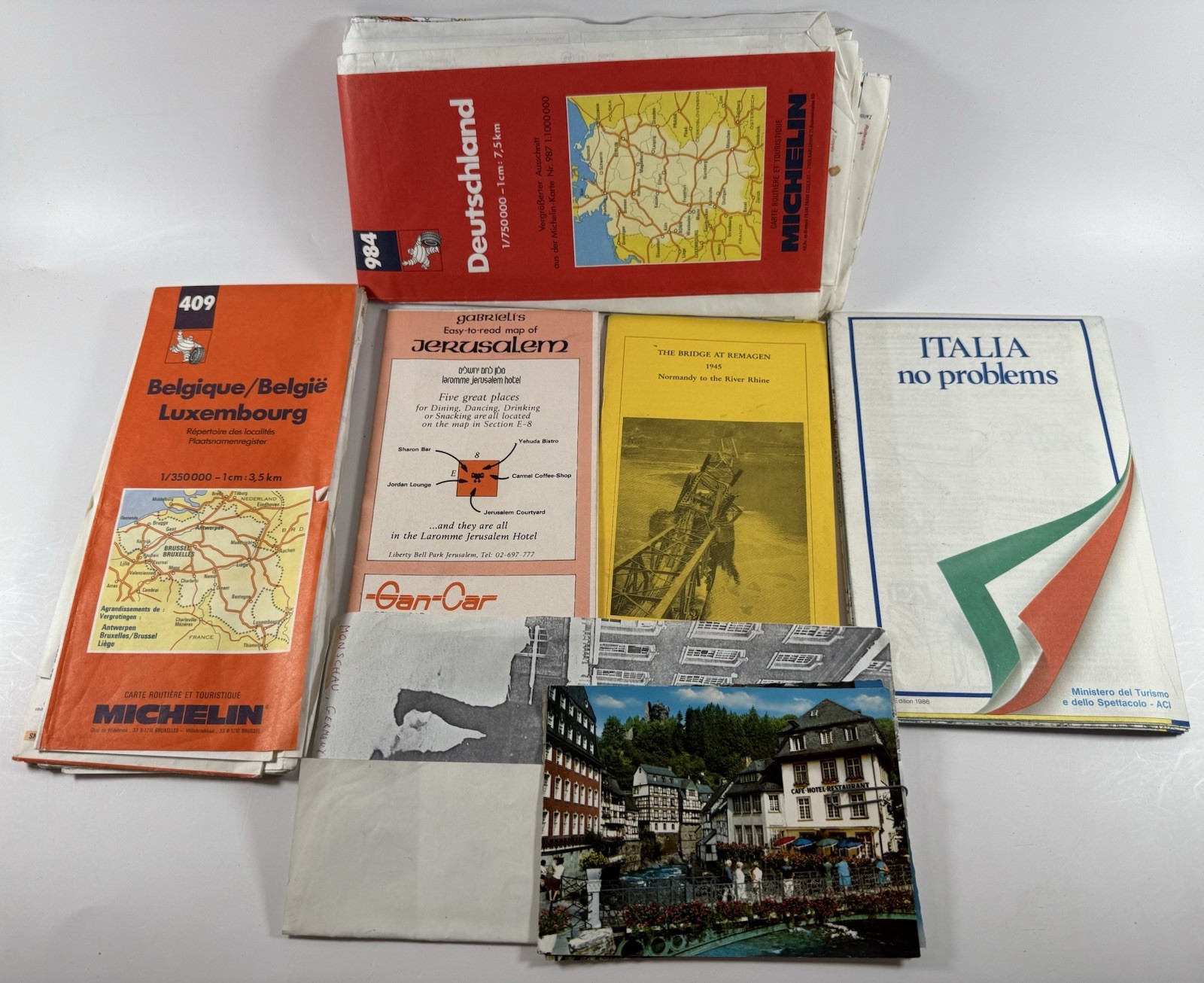Vintage Europe Travel Maps Lot Remagen Booklet Italy Jerusalem + Monschau Photos