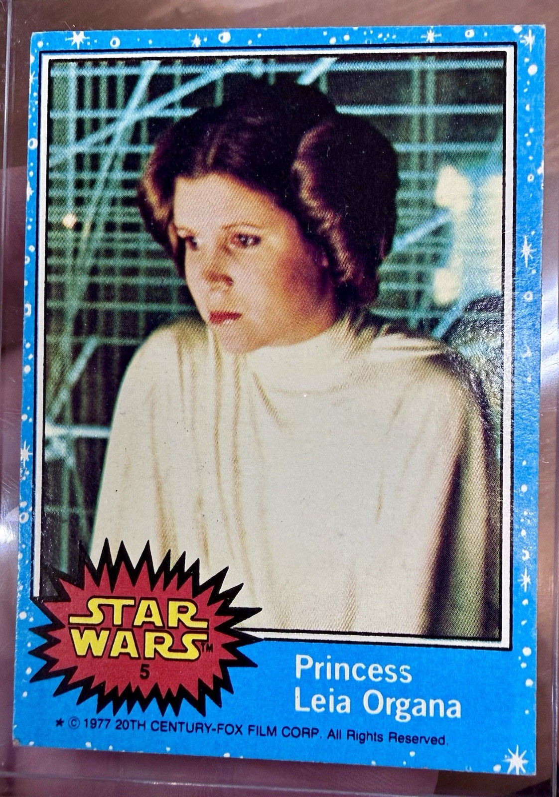 Vintage 1977 Topps Star Wars #5 Princess Leia Organa Rookie Card Series 1 Blue
