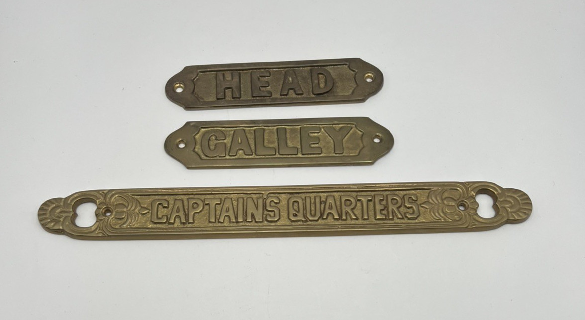 Captains Quarters/Head/Galley Cast Solid Brass Sign Plaques 12in./6in. Captains Quarters/Head/Galley Cast Solid Brass Sign Plaques 12in./6in.