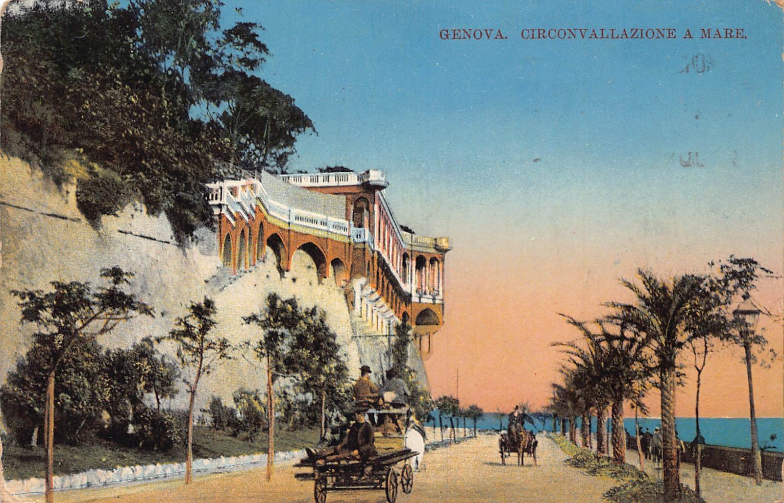 B331 Italy Genova Genoa Circonvallazione a mare 1923 vintage postcard