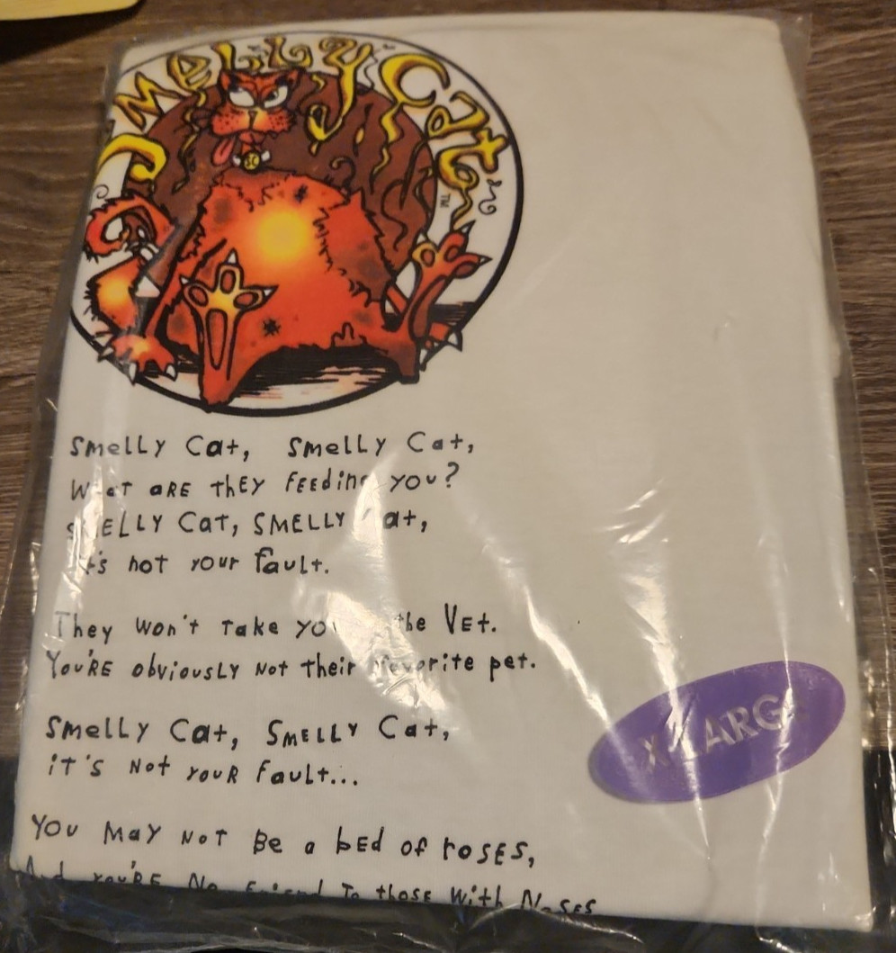 Vintage 90s Shoebox Smelly Cat Tshirt XL NOS Please read description