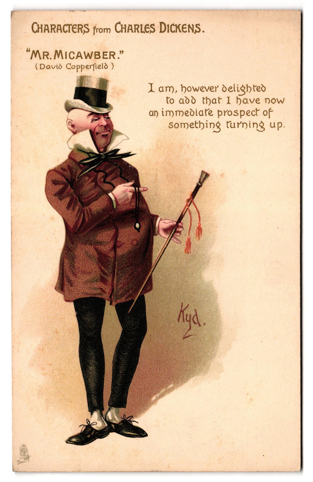 Charles Dickens Mr. Micawber David Copperfield Kyd Raphael Tuck Postcard Charles Dickens Mr. Micawber David Copperfield Kyd Raphael Tuck Postcard