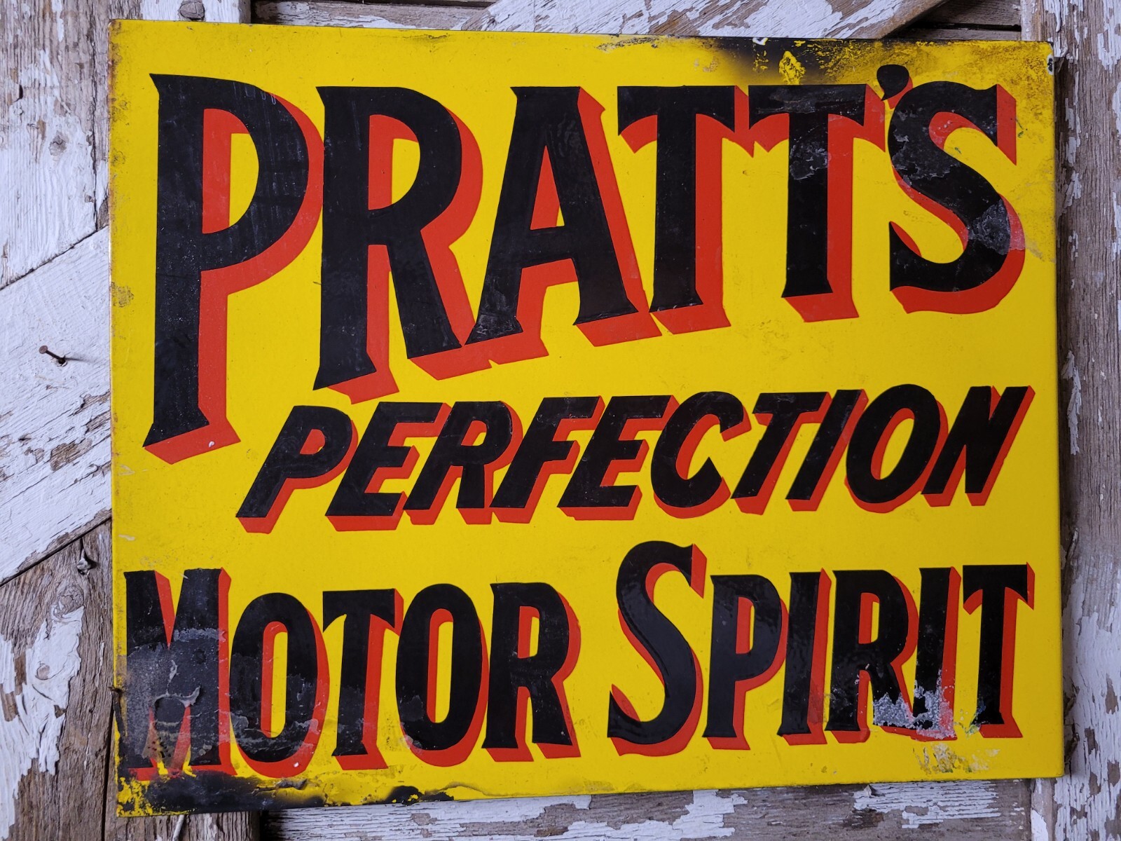 VINTAGE PRATT PORCELAIN SIGN OLD FLANGE TRUCK CAR AUTO MOTOR OIL SERVICE 24
