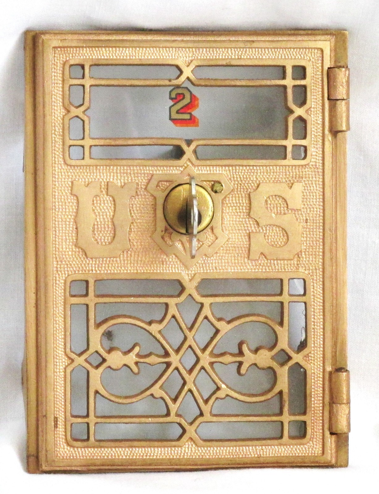 Very Rare PO Box Door - Yale Lock MFG  - 1877 with working key -Cast Brass