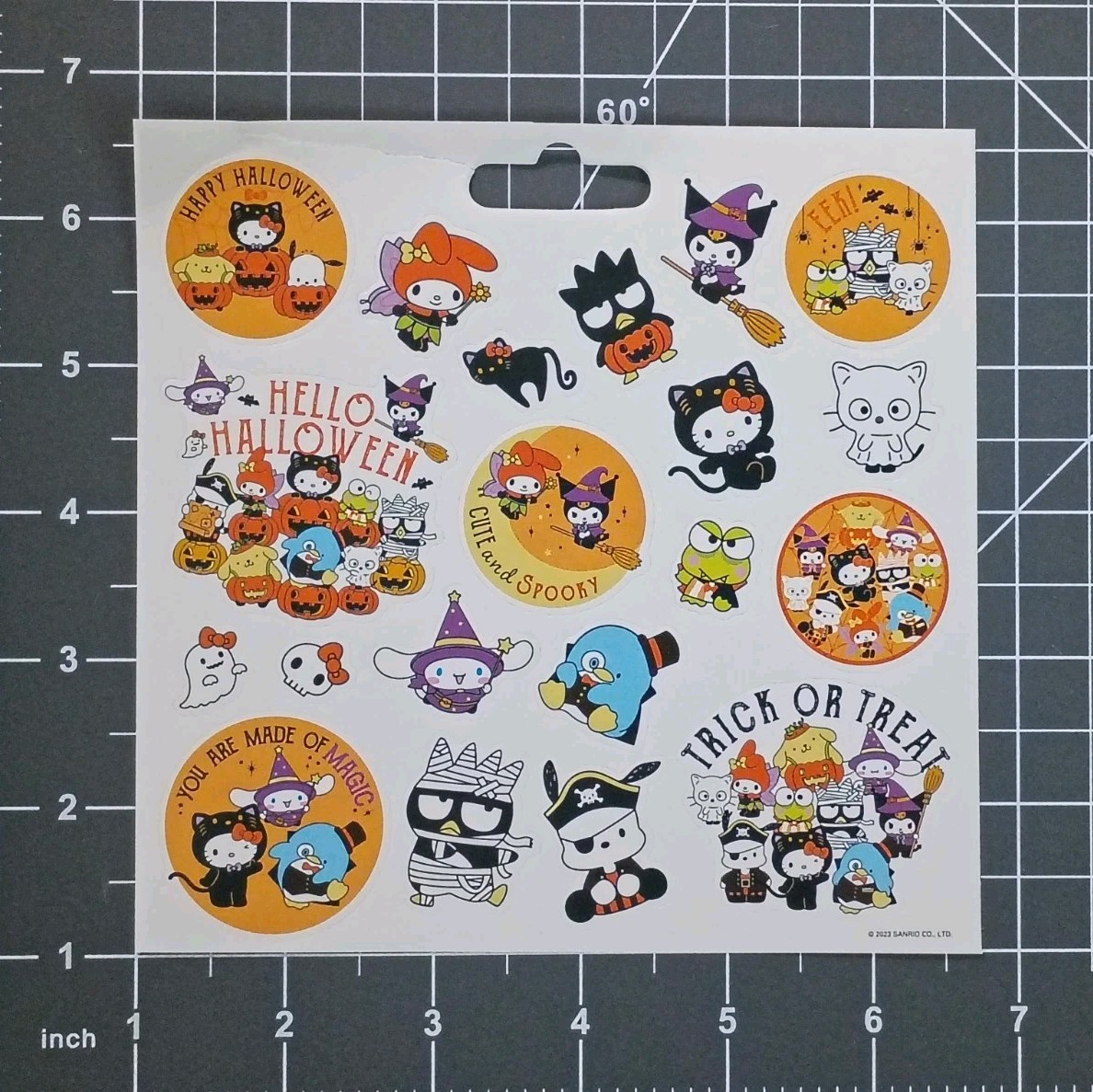 20-PCS HELLO KITTY HALLOWEEN Sticker Sheet Sanrio My Melody Kuromi Tuxedo Sam
