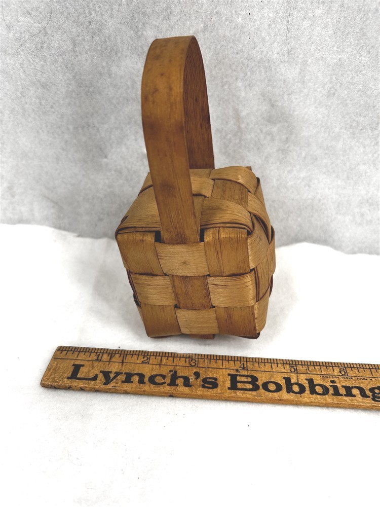 antique splint ash basket rattle rare Native American Wabanaki original