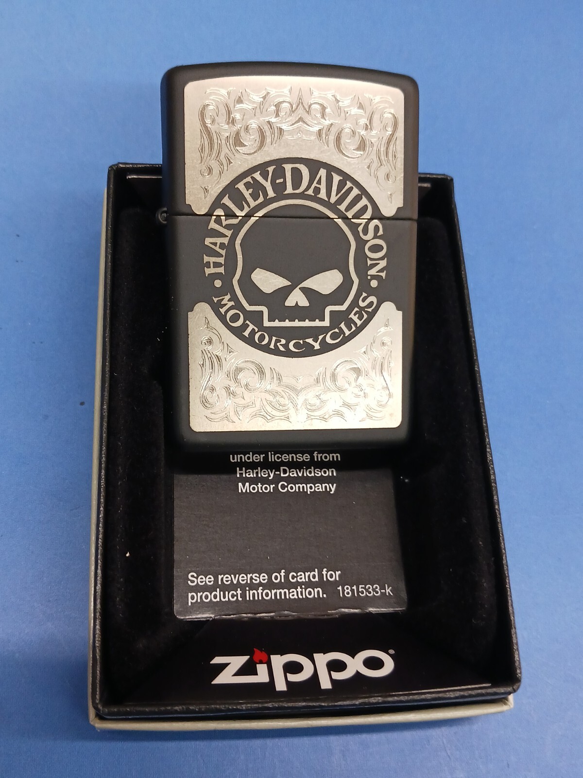 Zippo 29291 Laser-Etched Harley Davidson Skull Black Matte Zippo 29291 Laser-Etched Harley Davidson Skull Black Matte