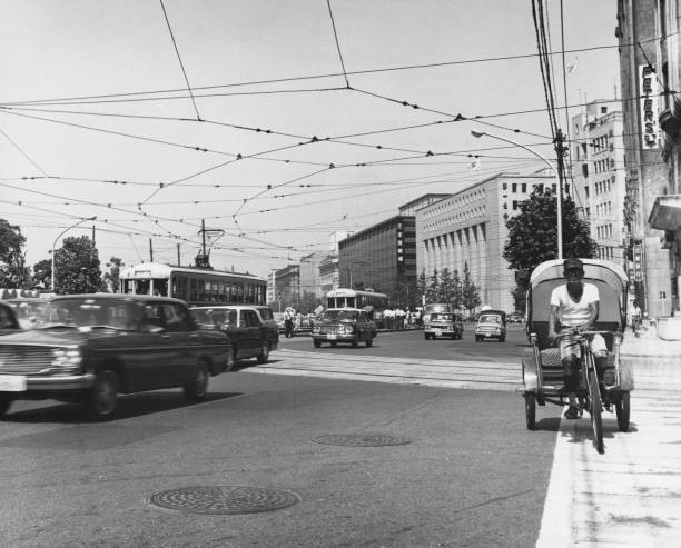 Busy street in Tokyo circa 1960 Historic 1960s Old Photo
