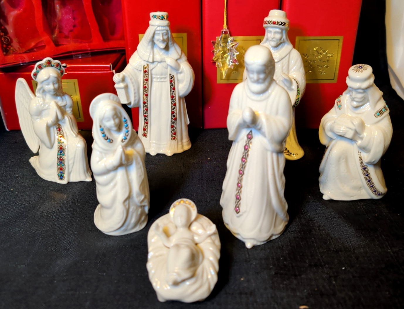 1999 Lenox China Jewels Nativity 8pc Set Holy Family w/3 Wise Men & Angel, Boxed 1999 Lenox China Jewels Nativity 8pc Set Holy Family w/3 Wise Men & Angel, Boxed