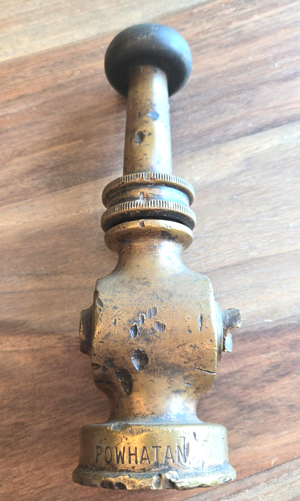 Vintage Heavy Brass Powhatan Fire Hose Nozzle 9\