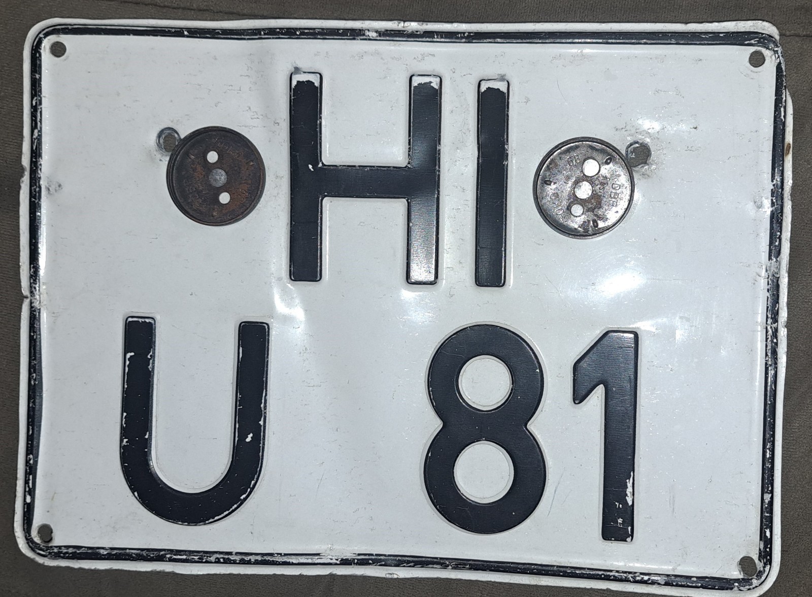 AUTHENTIC VINTAGE GER MAN SQUARE VEHICLE MOTORCYCLE AGRICULTURAL LICENSE PLATE