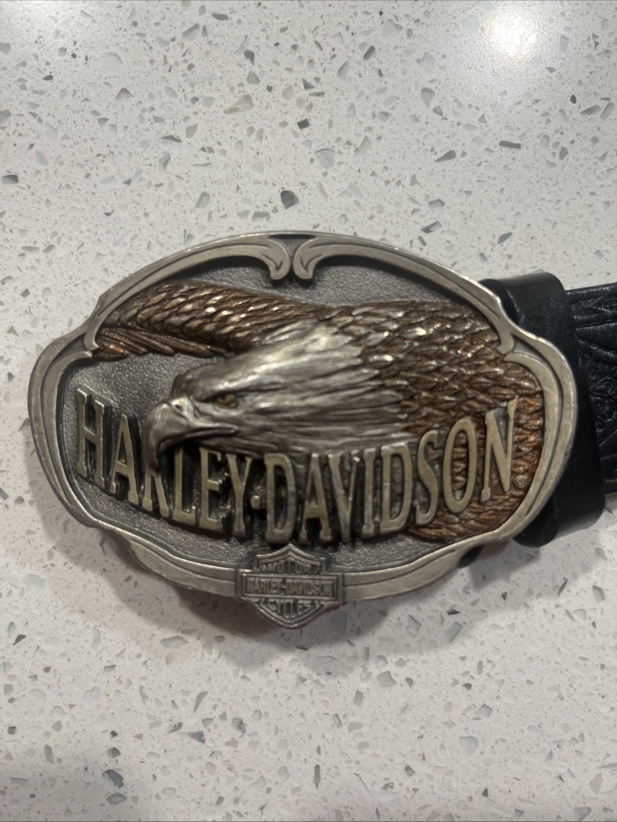 Vintage 1993 Harley-Davidson Eagle Head Belt Buckle Heavy Pewter Tone 971274 USA