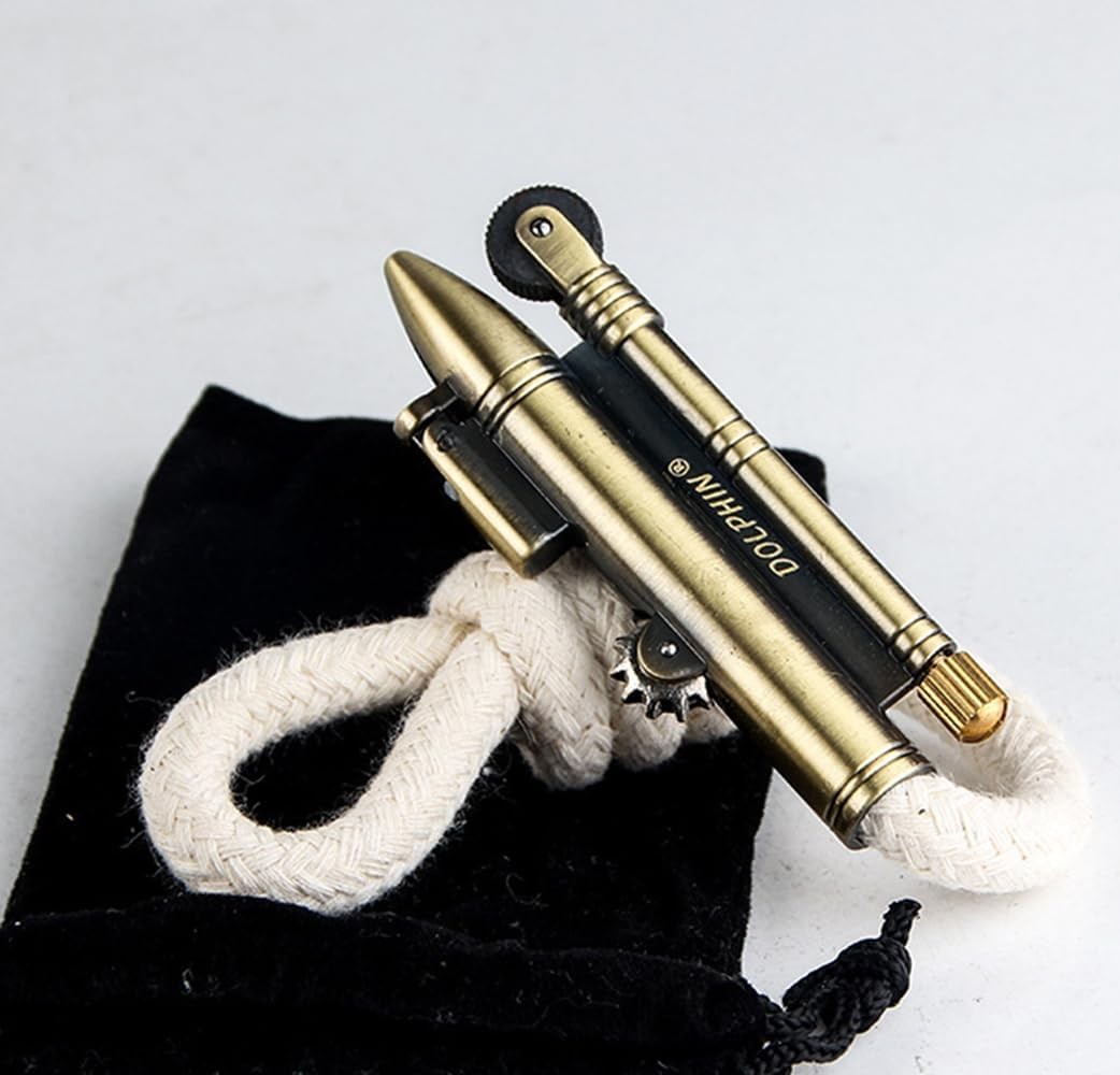 Vintage Trench Lighter Windproof Rope Design Bronze Camping Survival Gear Vintage Trench Lighter Windproof Rope Design Bronze Camping Survival Gear