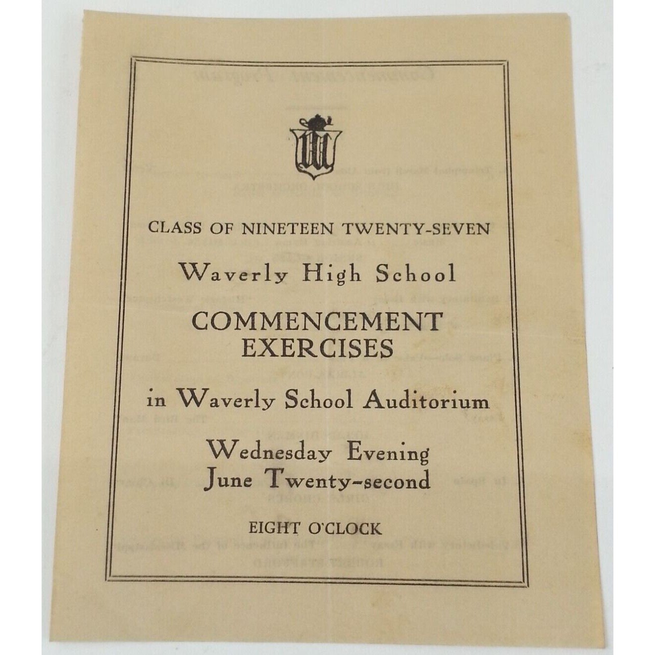 1927 Antique Waverly High School Commencement Exercises Graduation Program NY 1927 Antique Waverly High School Commencement Exercises Graduation Program NY