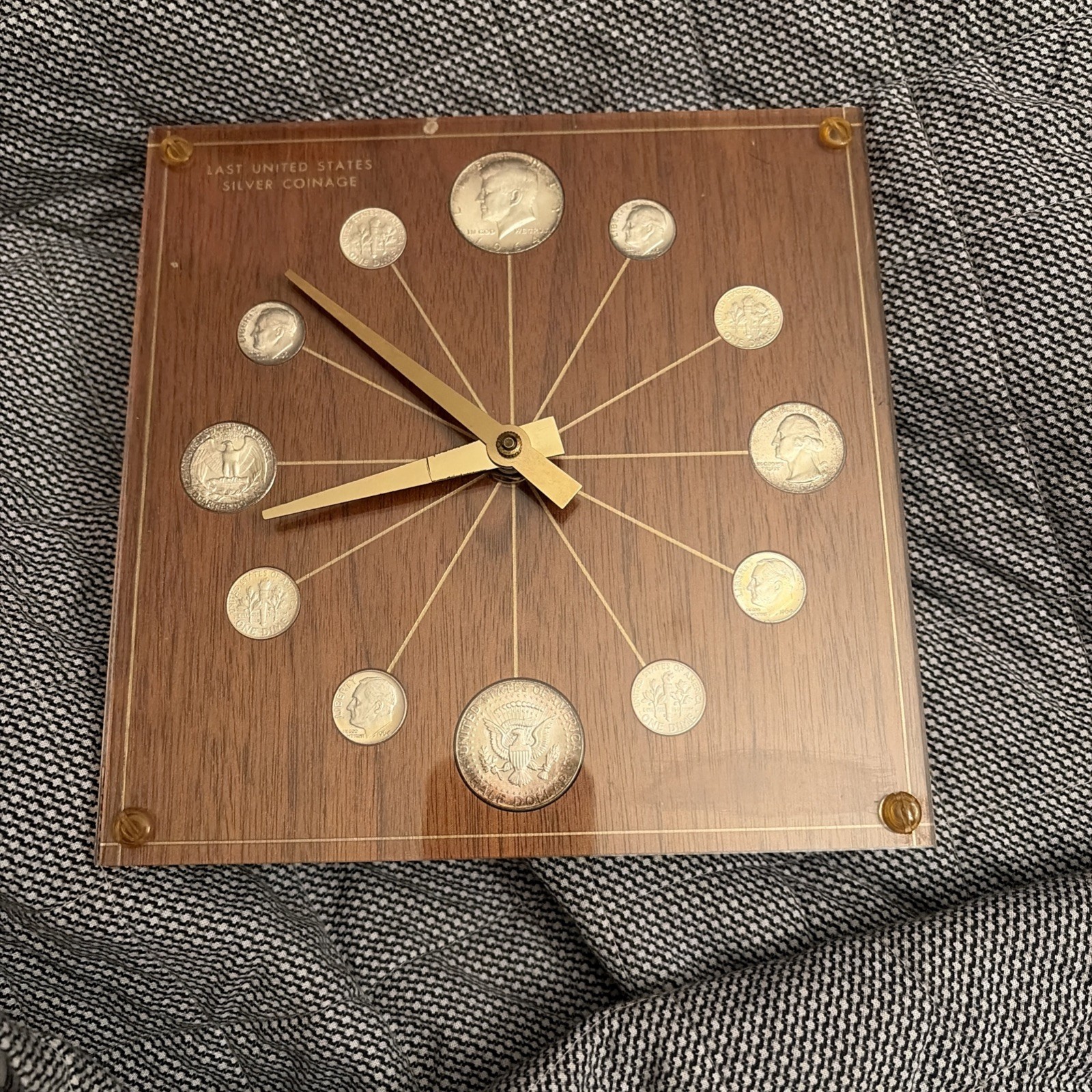 1964 Numismatic Desk Coin Clock 90% Silver MCM VINTAGE 1964 Numismatic Desk Coin Clock 90% Silver MCM VINTAGE