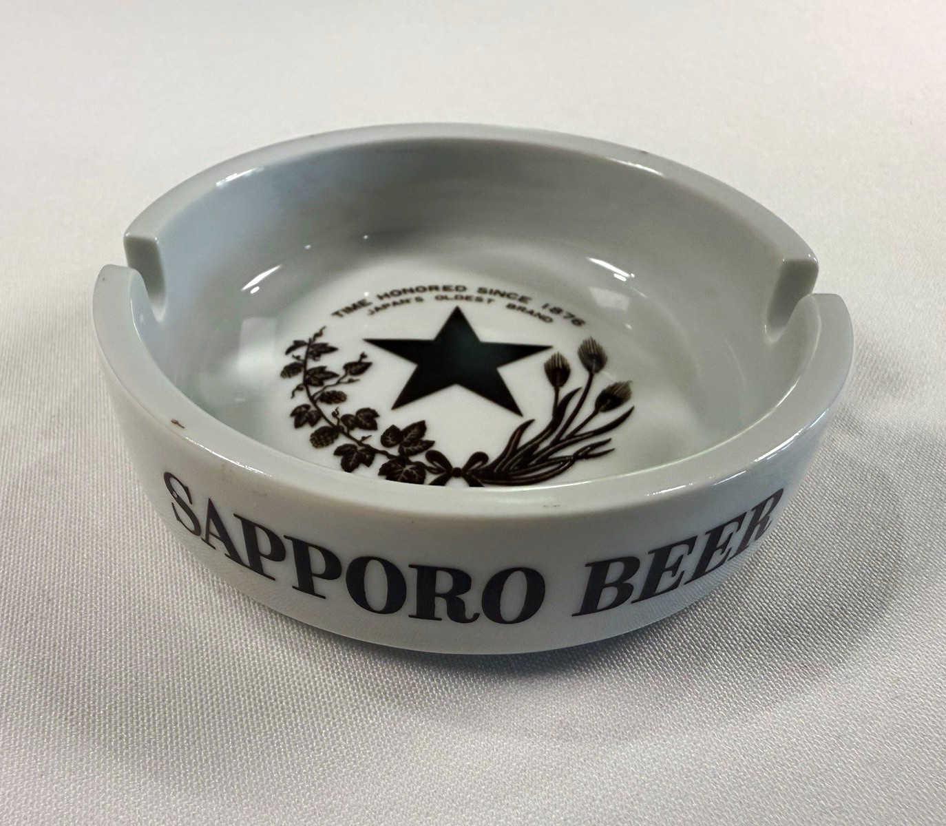 Vintage Sapporo Beer Ceramic Ashtray - Otai China Tajimi Japan - Black Star Logo Vintage Sapporo Beer Ceramic Ashtray - Otai China Tajimi Japan - Black Star Logo